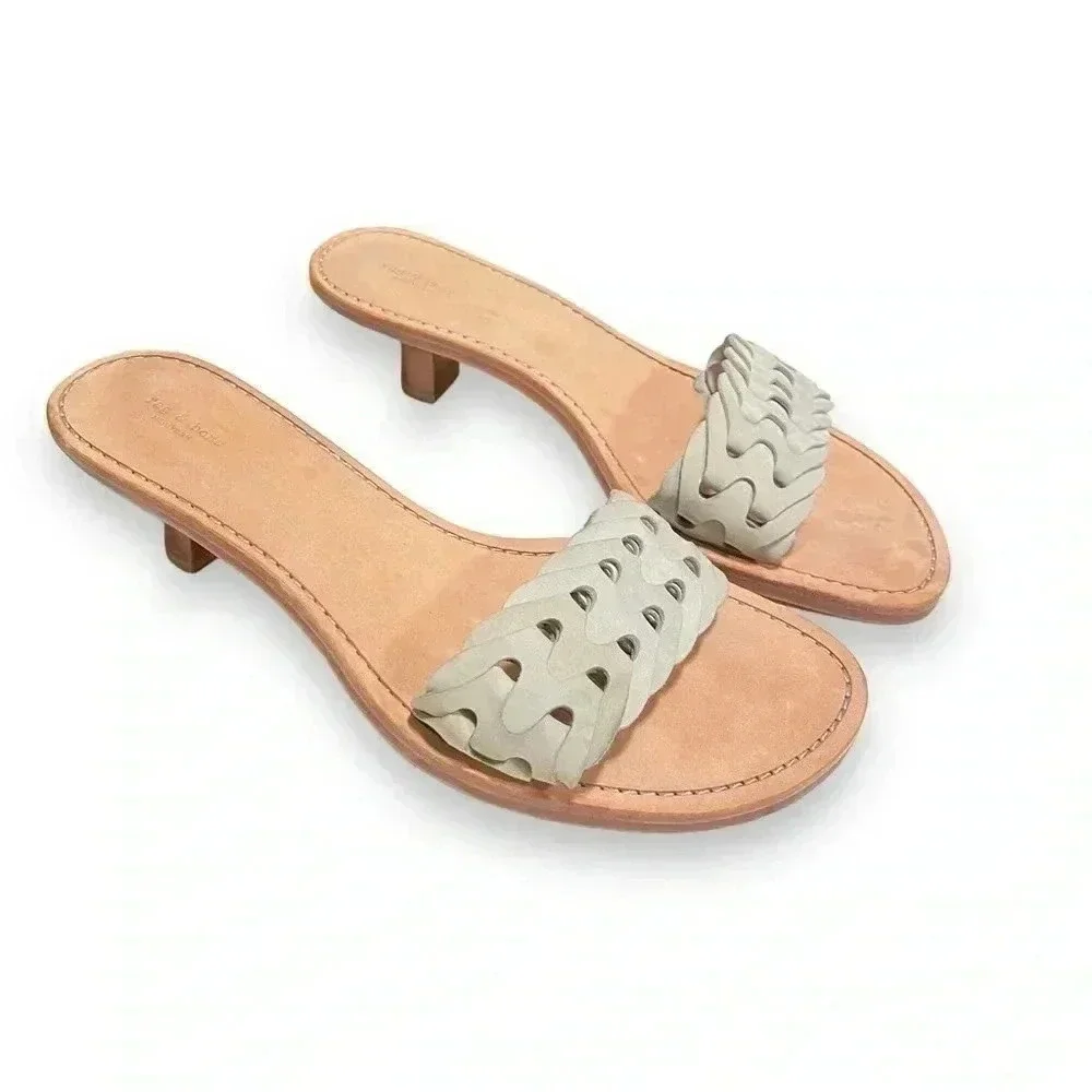 Rag & Bone Melrose Mid Mint Green Woven Leather Kitten Heel Sandal Size 9.5
